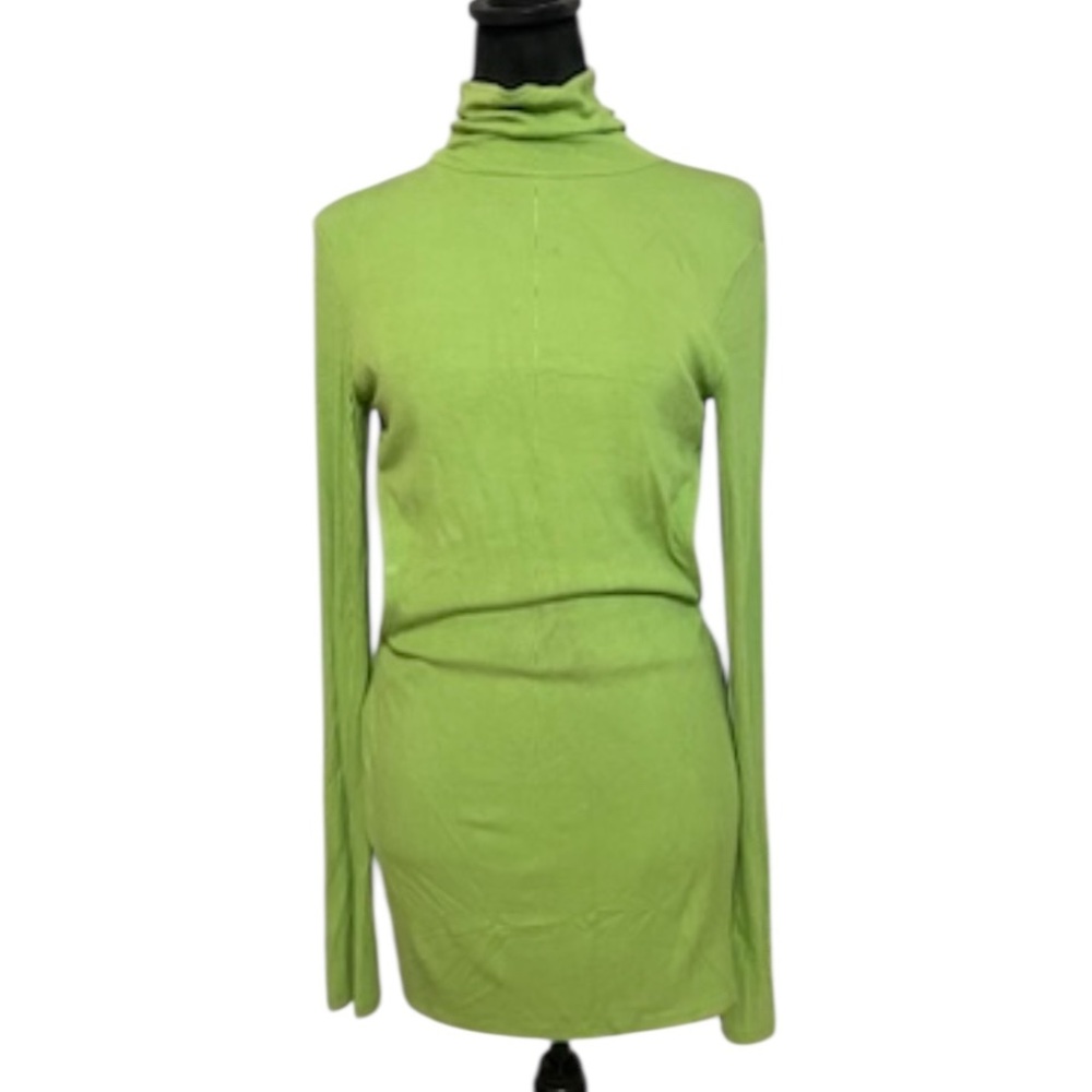 Fashion Nova Neon Green Turtleneck  mini dress, backless, Large - Picture 5 of 5
